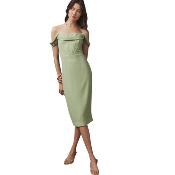 Dress The Population x Anthropologie Vickie Corset Midi Dress Size S Mint - Picture 3 of 8